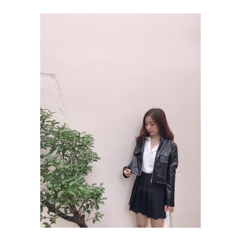 Áo khoác da croptop  Áo khoác da nữ kiểu dáng croptop kool ngầu Ulzzang (ảnh thật cuối bài) PHULA