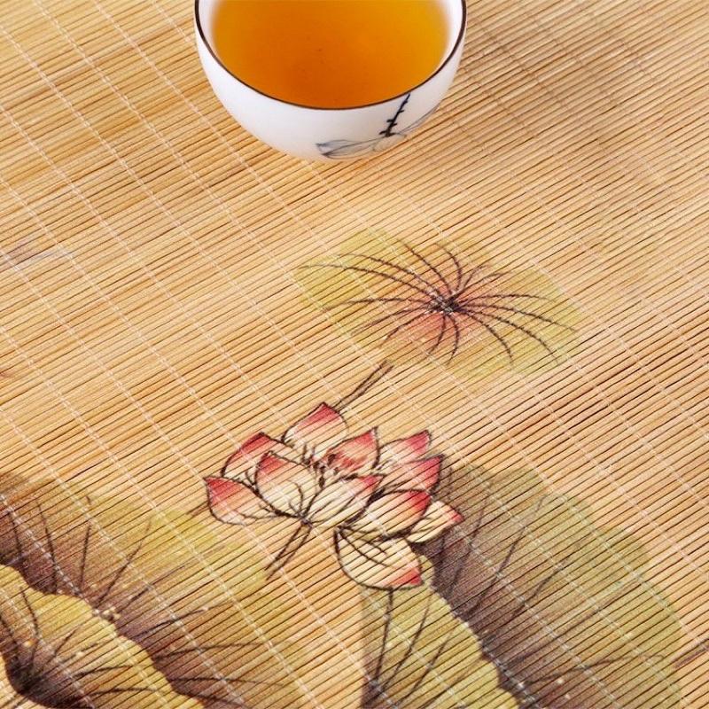 Chiếu tre , thảm tre trải bàn trà hoa sen 30x60 cm