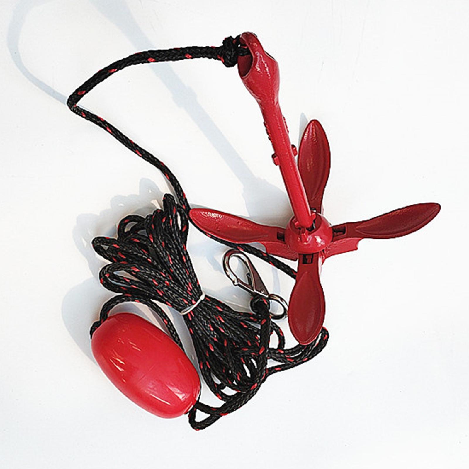 Red 3.5lb Boat Anchor Folding Grapnel Anchor Accessory for Fishing Kayaks