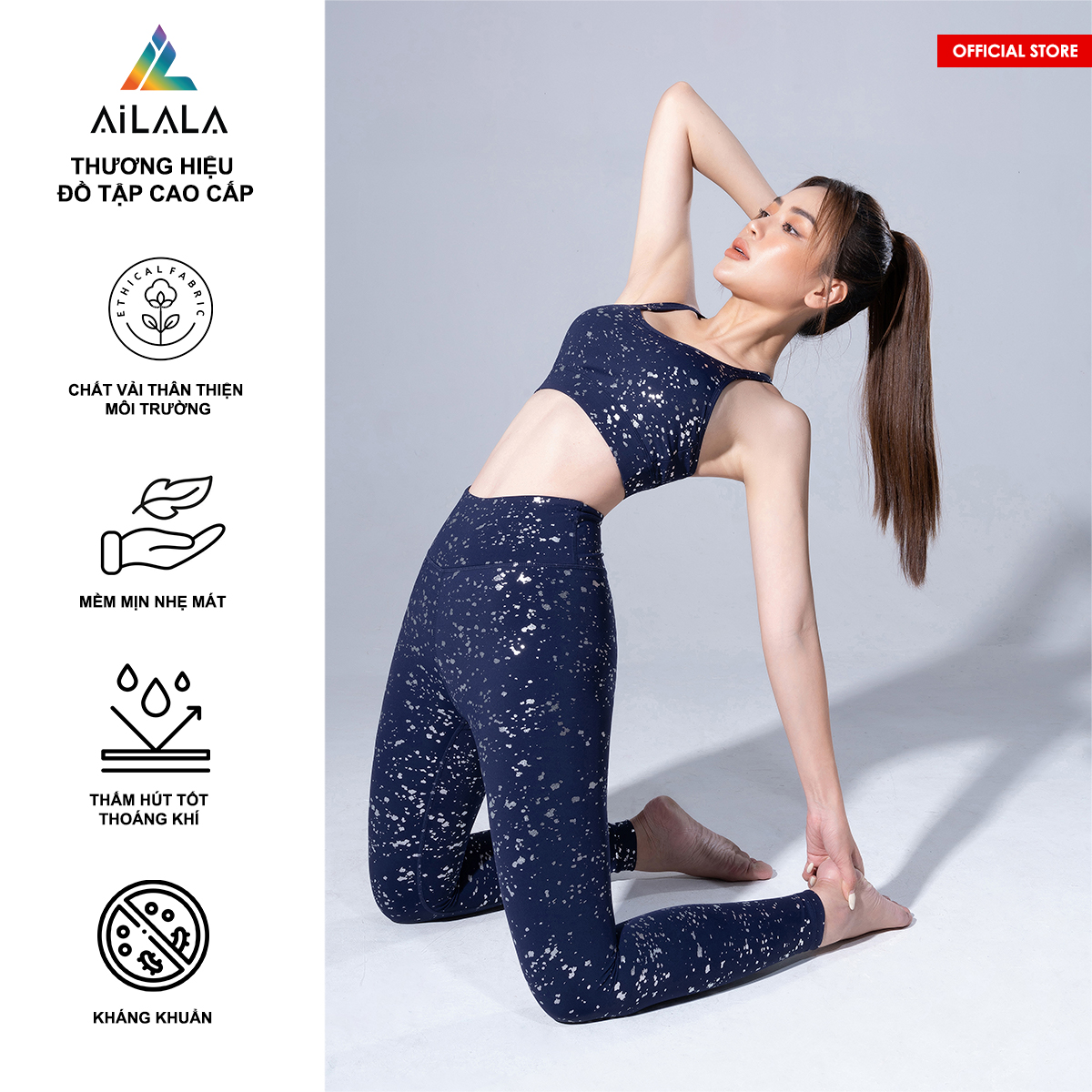 Bộ quần áo thể thao nữ AiLALA LUX47, Đồ tập Yoga Gym Pilates, chất vải Hi-tech cao cấp