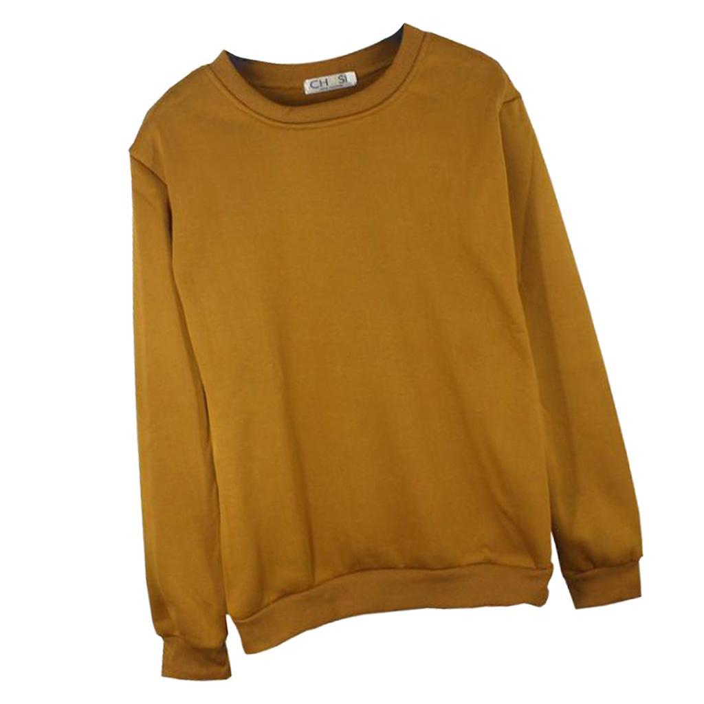Men's Women's Crewneck Fleece Sweatshirt Plain Pullover Crew Neck 2XL