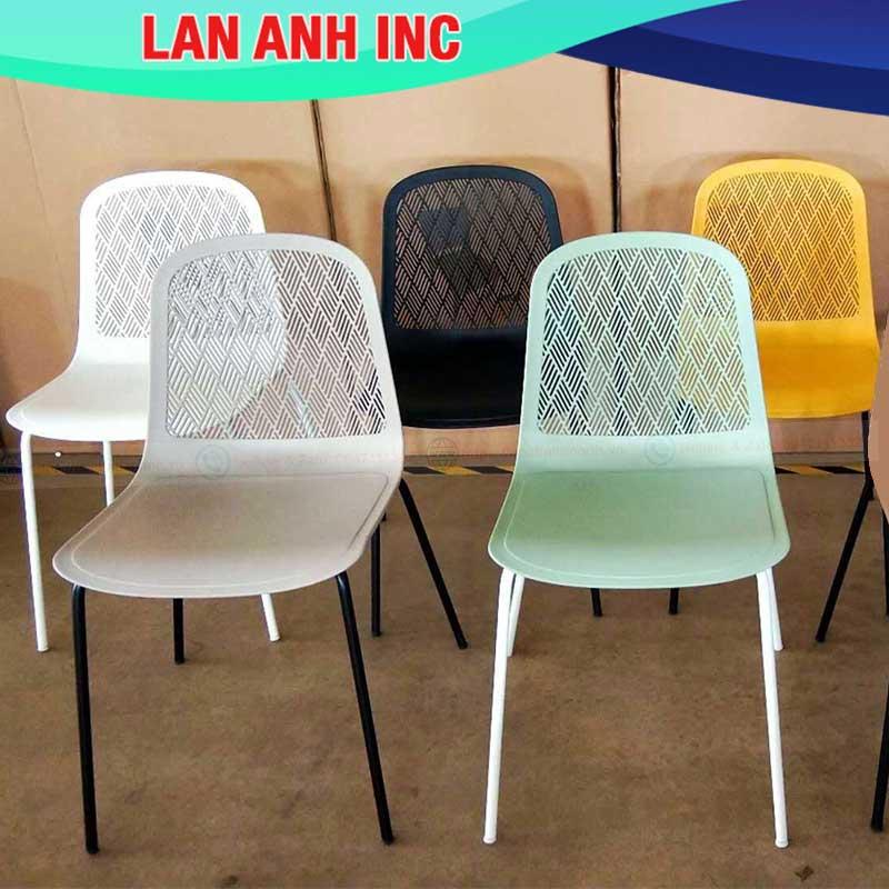 Ghế nhựa cafe văn phòng bàn ăn chân sắt tựa lưng cao đẹp eames LAGE22