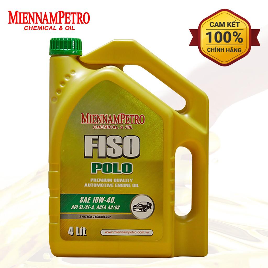 Dầu Nhớt MiennamPetro Fiso Polo 10W-40 API SL/CF-4 ACEA A3/B3 4L Bảo Vệ Và Tăng Hiệu Suất Vận Hành Động Cơ Xe Ô Tô