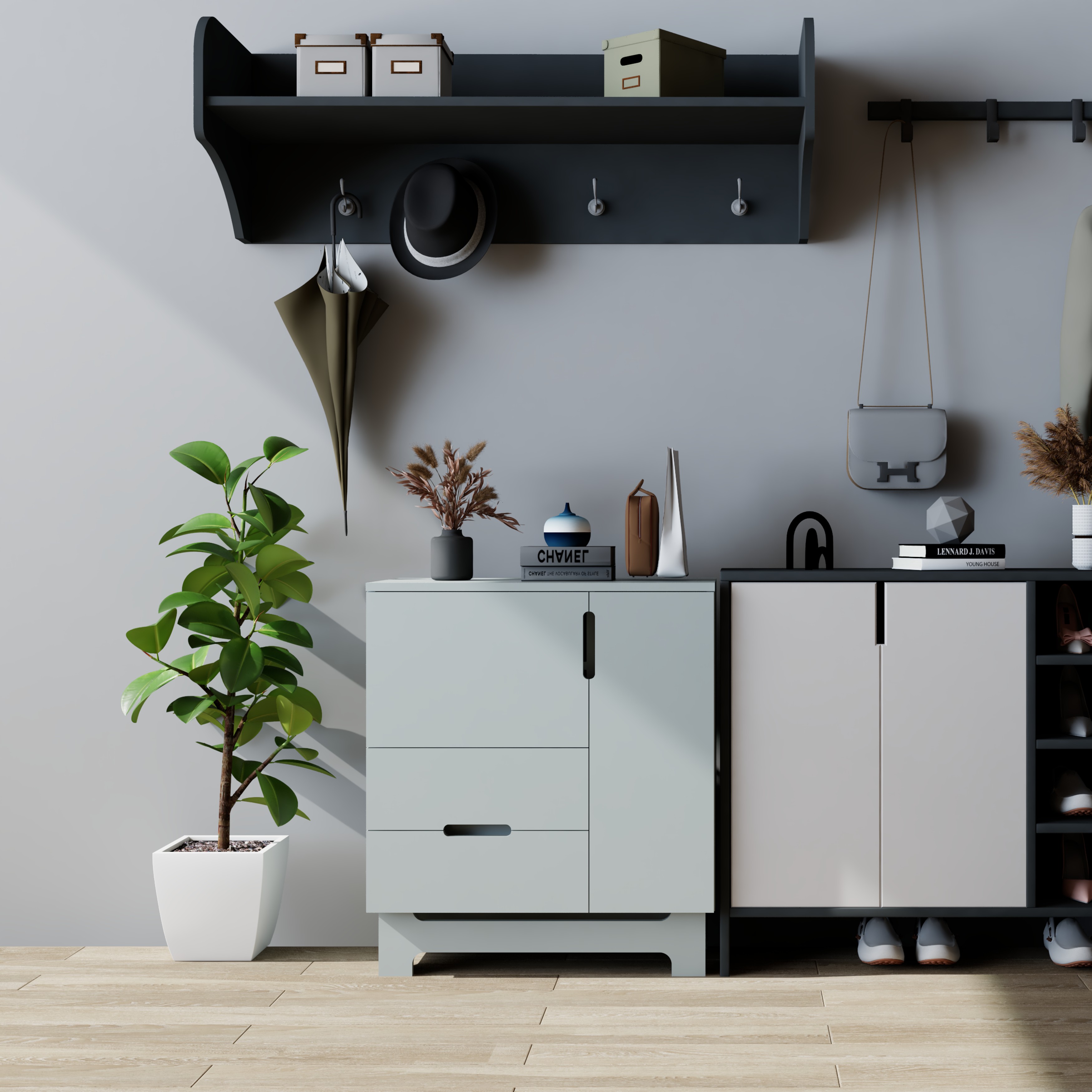 [Happy Home Furniture] MOLLY, Tủ lưu trữ 2 cánh mở - 2 ngăn kéo, 72cm x 40cm x 82cm ( DxRxC), TCM_104
