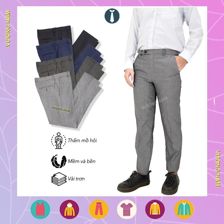 Quần tây nam công sở ống đứng trung niên vải không phai, Quần âu nam đen đẹp