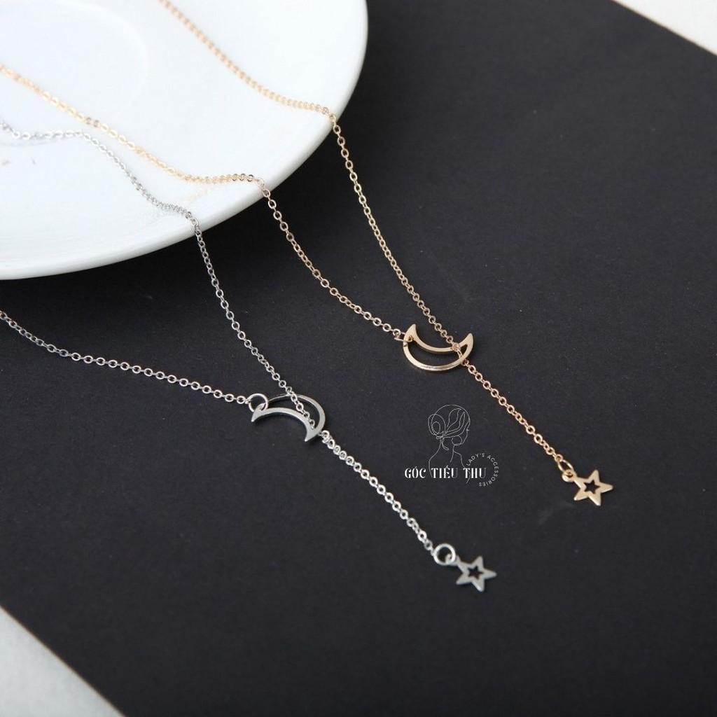Vòng Cổ Mạ Vàng Bạc Tăng Kích Cỡ Tiện Lợi Mặt Trăng Ngôi Sao - MS002