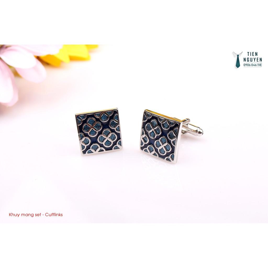 Khuy măng sét - Cufflinks Vuông họa tiết