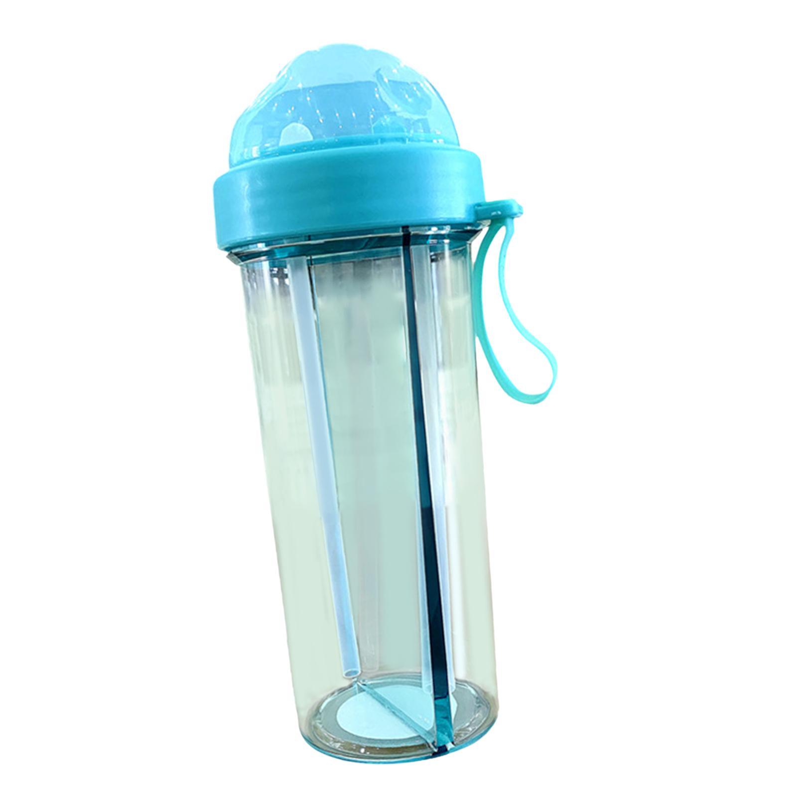 Dual Water Bottle Leakproof Water Cup with 2 Straw for Camping Sports