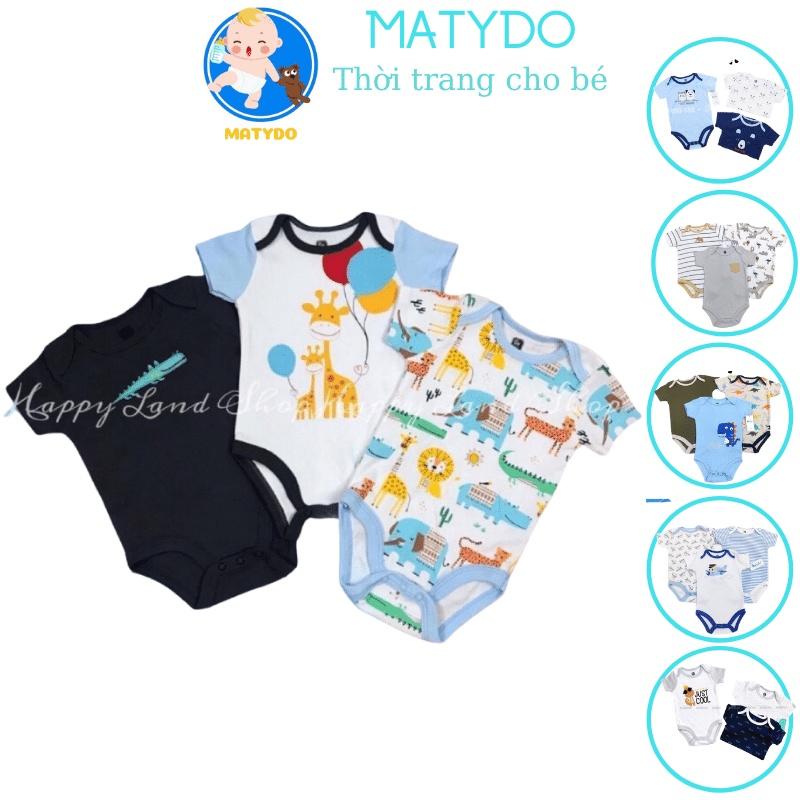 Set 3 body cộc tay cotton MATYDO bodysuit Beliti bộ đồ liền thân cho bé trai và bé gái BD02