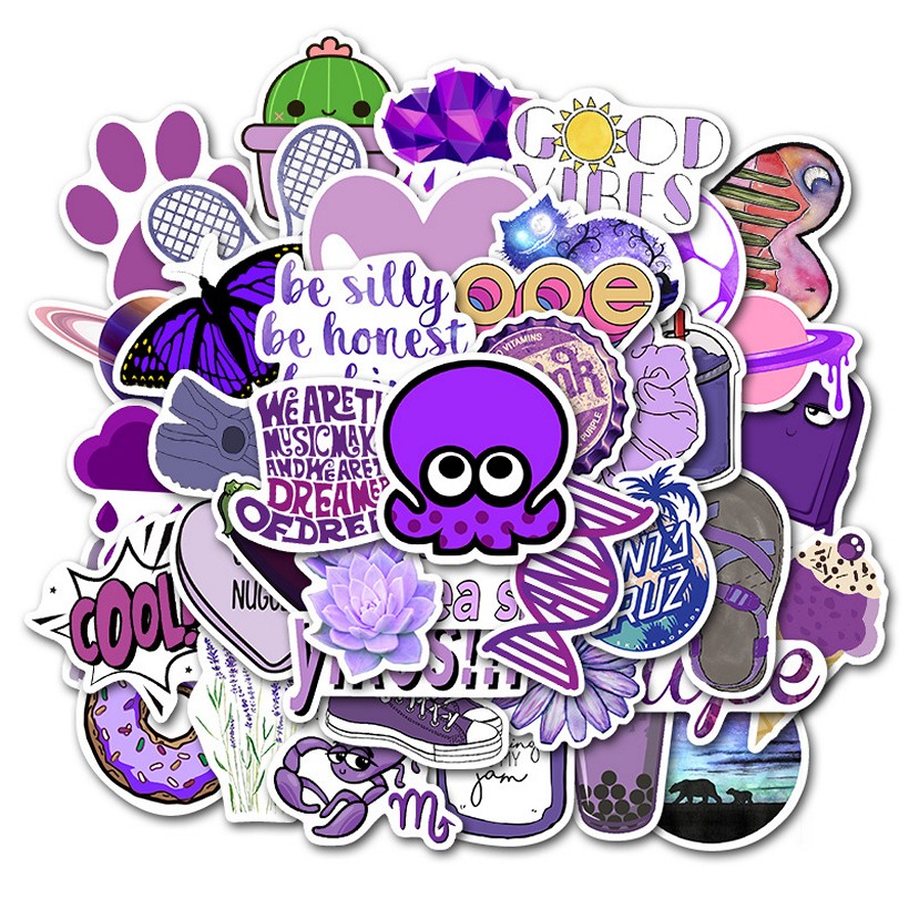 Bộ 50 miếng Sticker hình dán Purple Stub