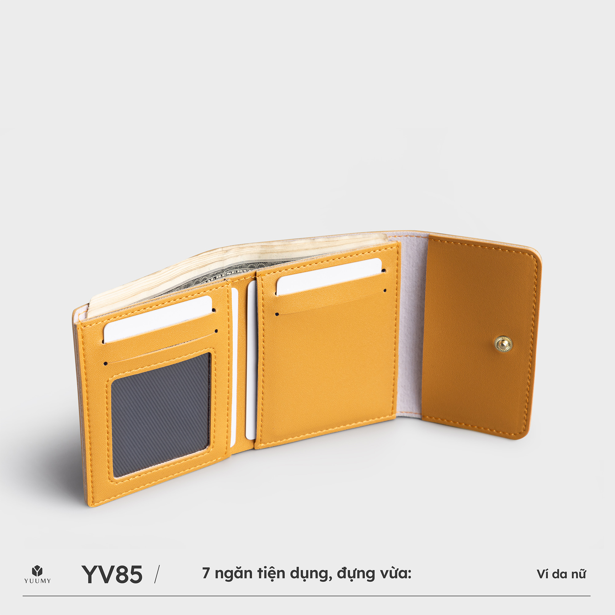 Ví Yuumy ( Thời trang nữ Gập 3 dáng cầm tay nhỏ gọn - Ví da Seasand YV85 )