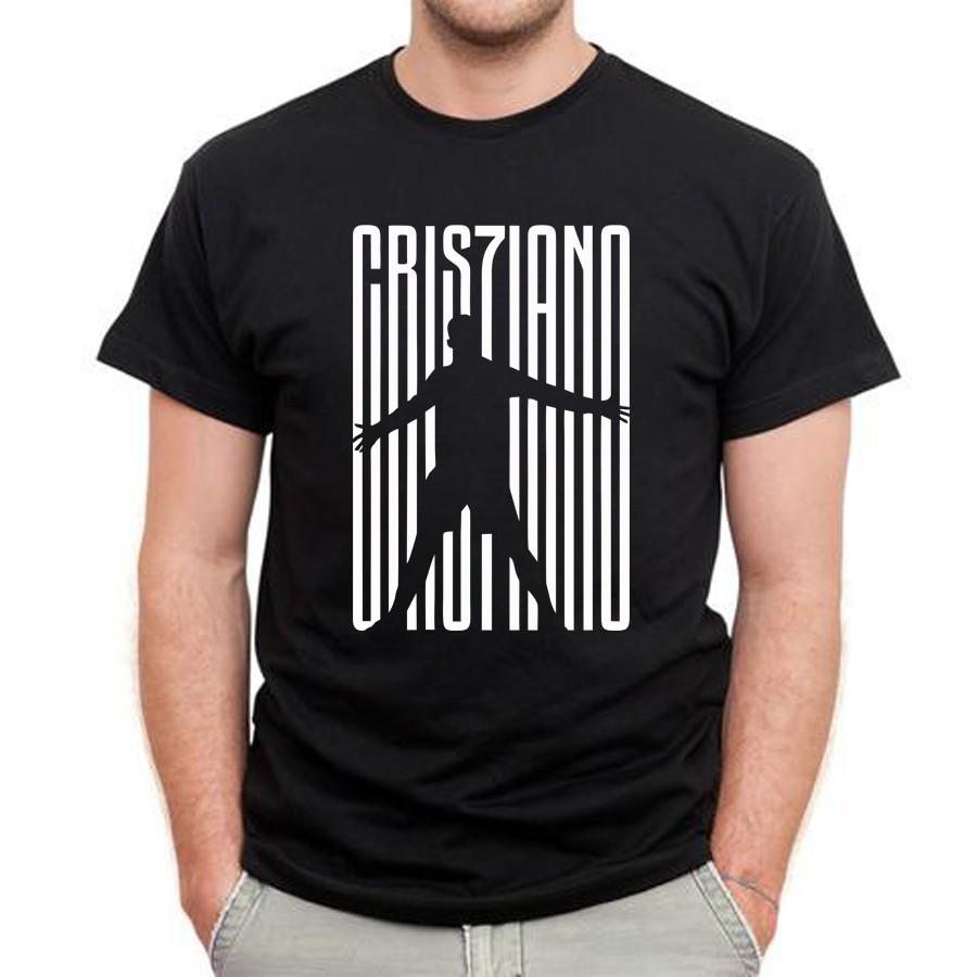 Áo thun Cotton in hình Ronaldo CR7 - Áo Phông Form rộng Màu đen vải đẹp