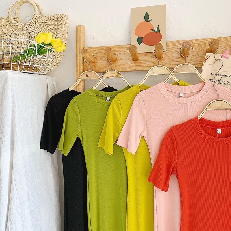 Đầm body thun gân