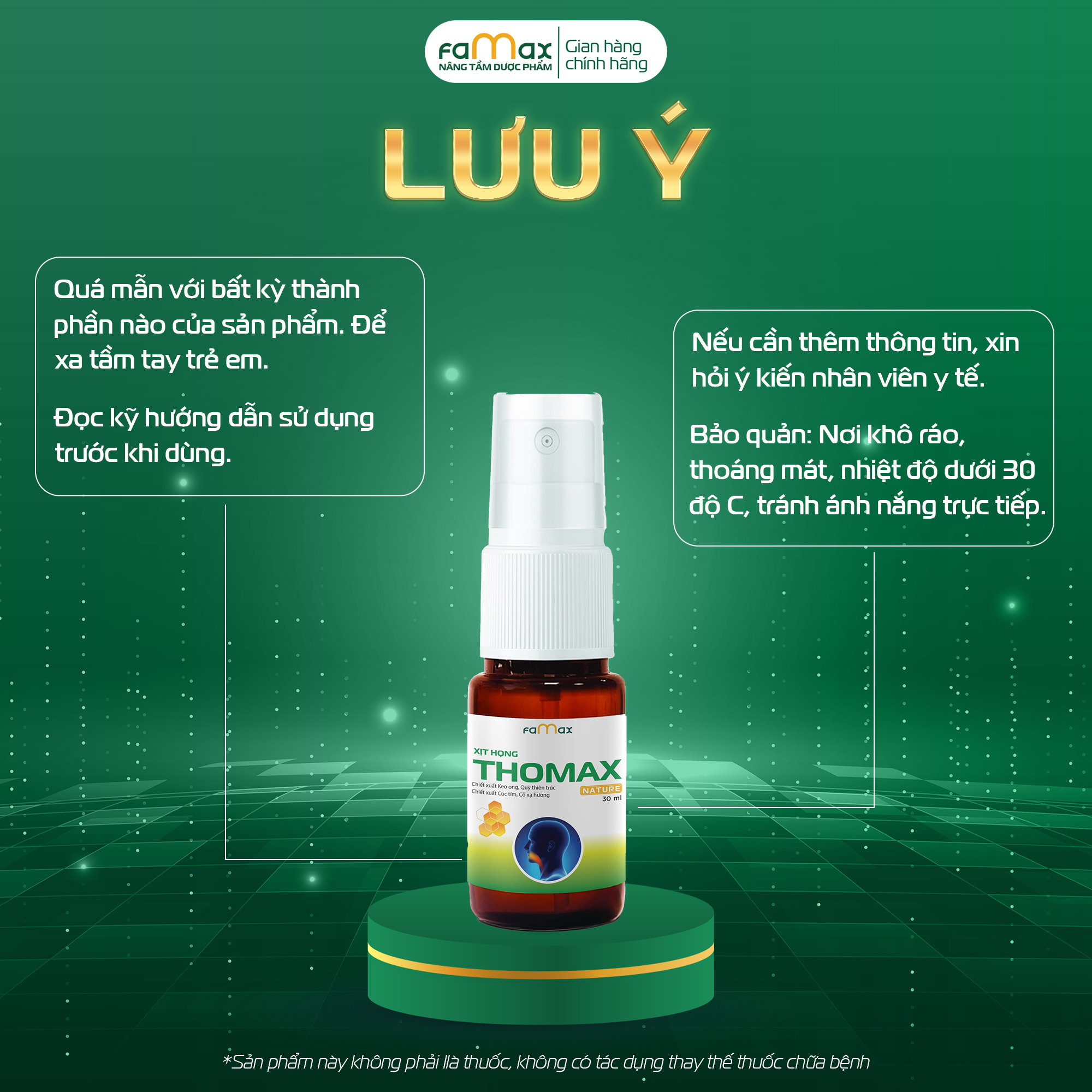 [FAMAX] Thomax xịt họng hỗ trợ giảm đau họng, ho cảm cúm, ho có đờm (Chai 30ml)