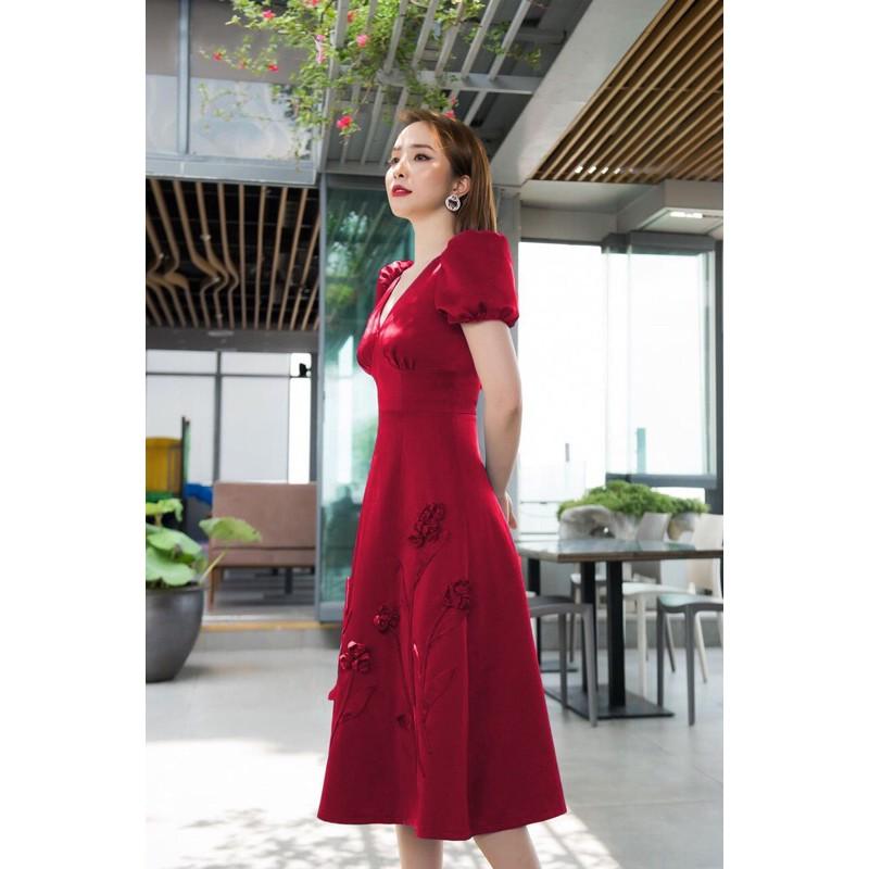 ĐẦM XOÈ TAY NGẮN KẾT HOA NỔI - SIZE M/L đến 57kg - MS105YMM MM
