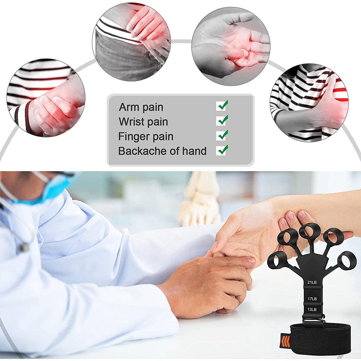 Trình huấn luyện ngón tay cầm tay nắm tay người tập luyện tay người tập thể dục ngón tay mở rộng bộ kẹp mở rộng để huấn luyện cổ tay Color: Gray