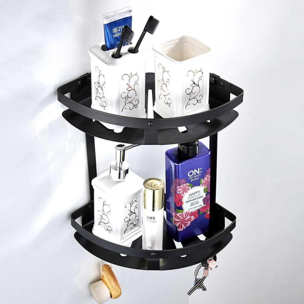 Two Tier Shower Caddy Shelf Bathroom Wall Rack Storage Organizer Holder
