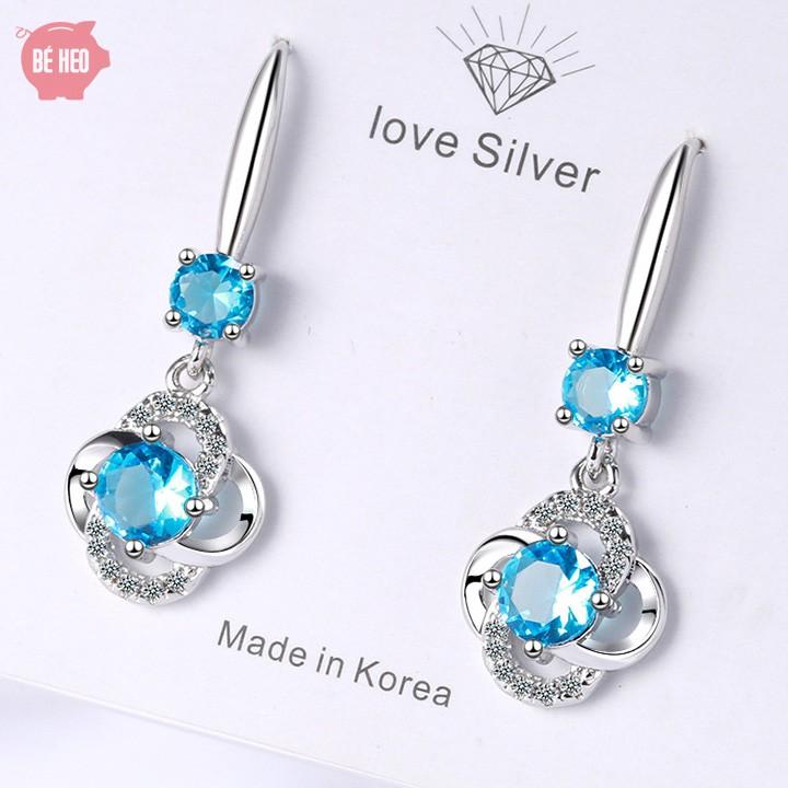 Bông tai nữ hoa 4 cánh - Khuyên tai bạc nữ - Trang sức Bé Heo BHBT449