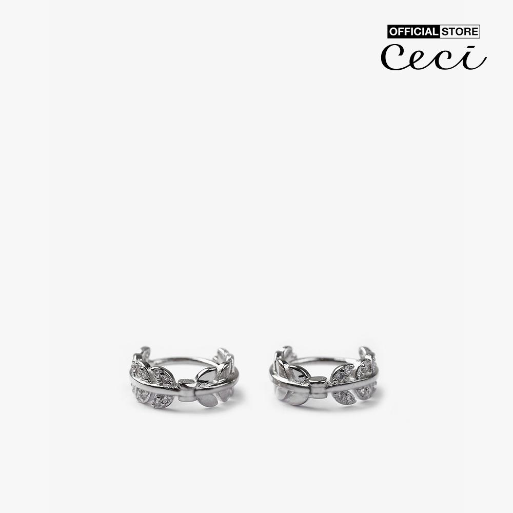 CECI - Khuyên tai nữ khoen tròn thiết kế chiếc lá thời trang CC1-09000077