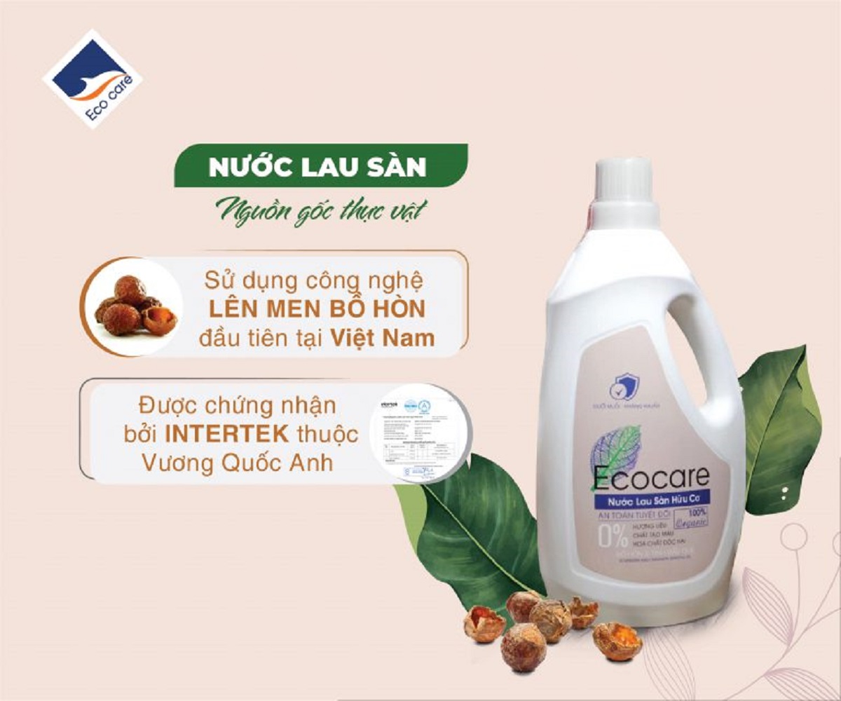 Nước Lau Sàn Hữu Cơ Bồ Hòn Ecocare - 100% thực vật, tinh dầu khử mùi, đuổi muỗi, chống trượt, kháng khuẩn - Chai 2000ml