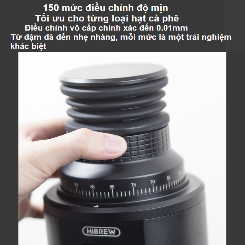 Máy xay hạt cà phê chuyên nghiệp Single Dose, 150 cấp độ xay vô cấp. Thương hiệu Mỹ cao cấp HiBREW - G10. HÀNG CHÍNH HÃNG