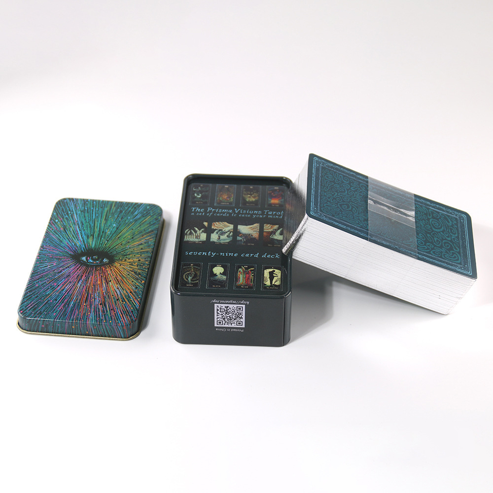 [Mạ Cạnh] Bộ Bài Prisma Vision Tarot Hộp Thiếc Mạ Cạnh Bạc 78 Lá Đá Thanh Tẩy