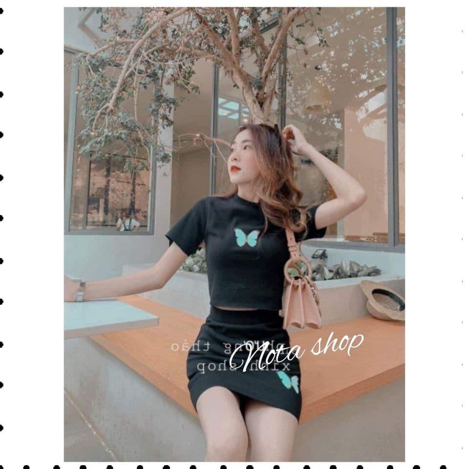 Set váy borip ôm người tôn dáng, họa tiết thêu cực xinh, SET VÁY THÊU TAY NGẮN