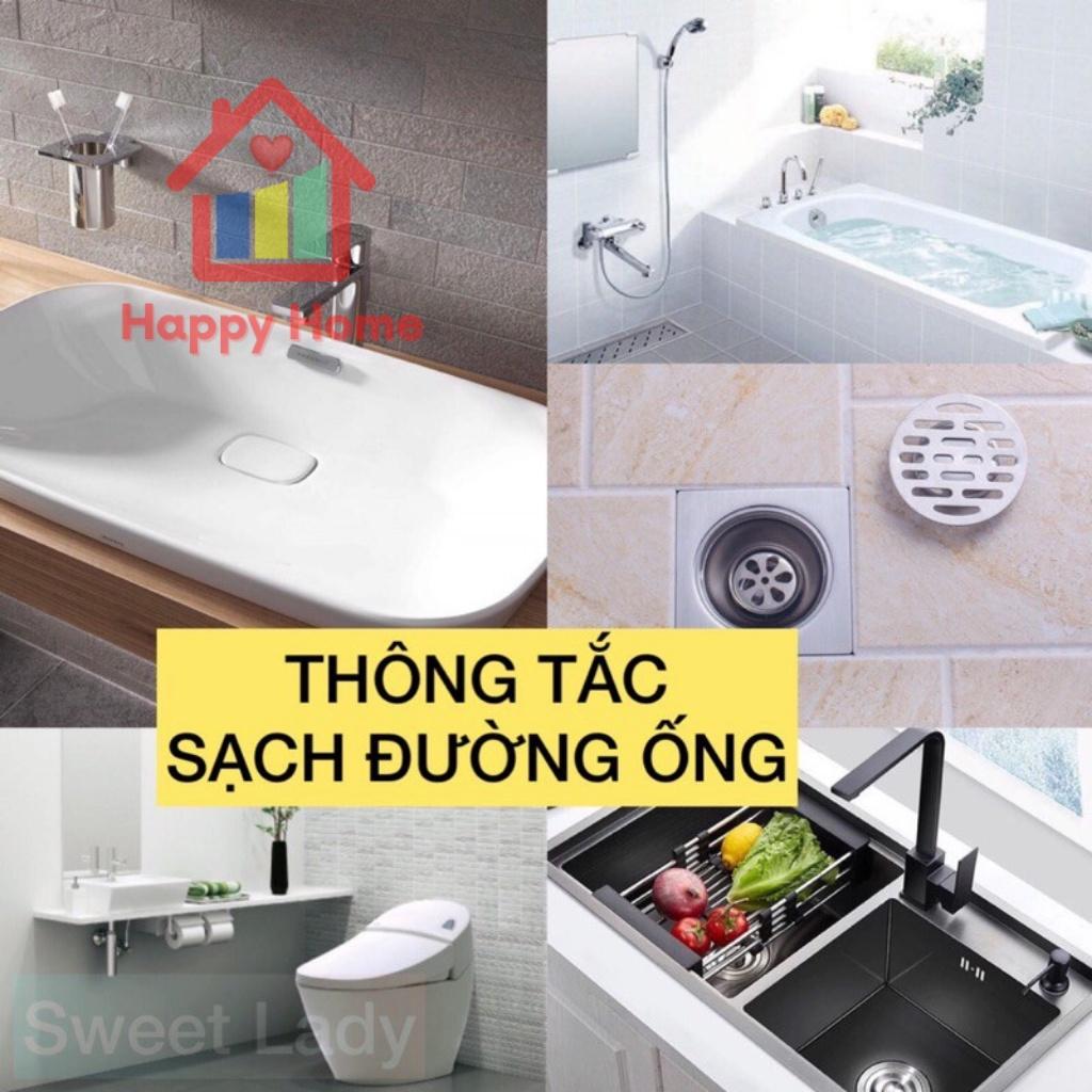 Bột thông tắc cống cực mạnh, bồn cầu, đường ống, bồn rửa mặt chính hãng Happy Home