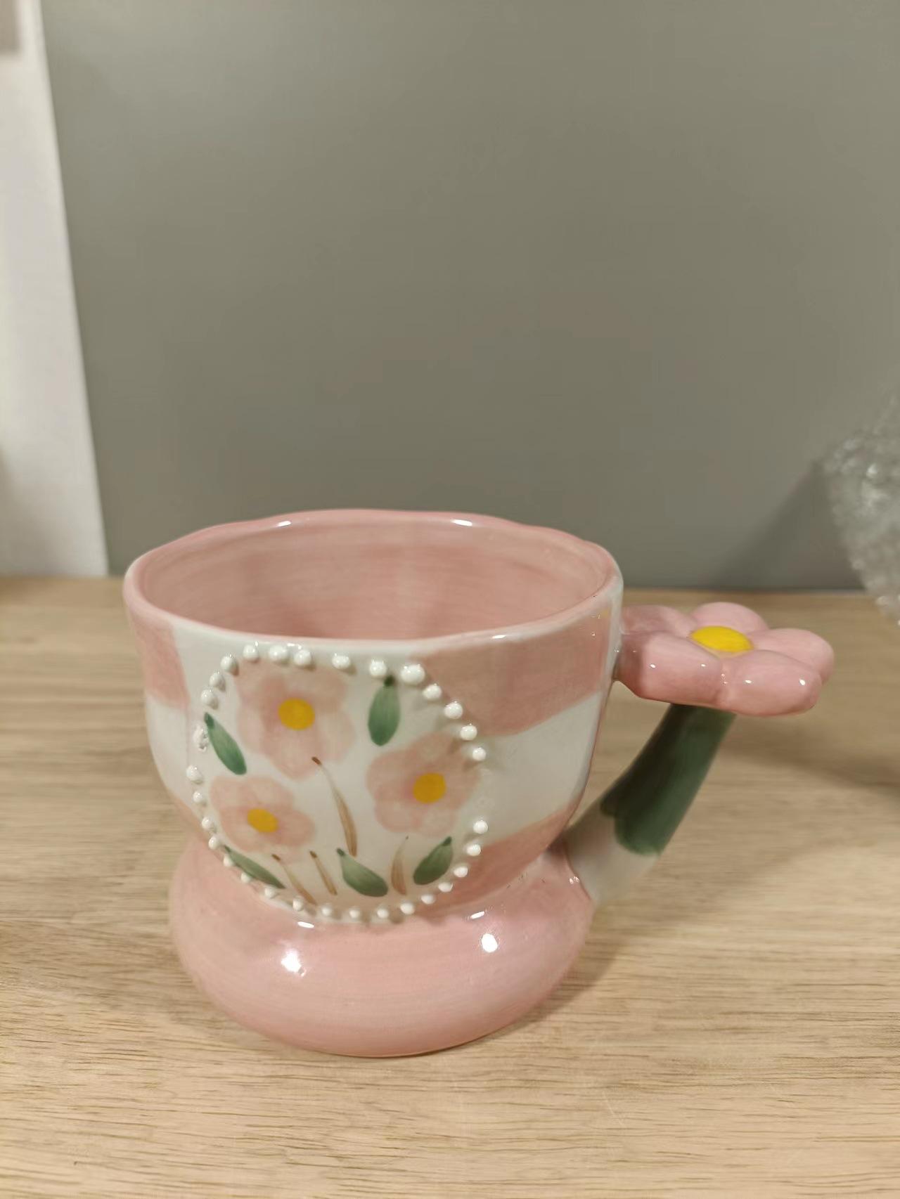Thuận lợi nhất sáng tạo nhiệt độ cao vẽ tay hoa tulip ba chiều cốc gốm cốc cốc cà phê màu tráng men văn phòng nhà