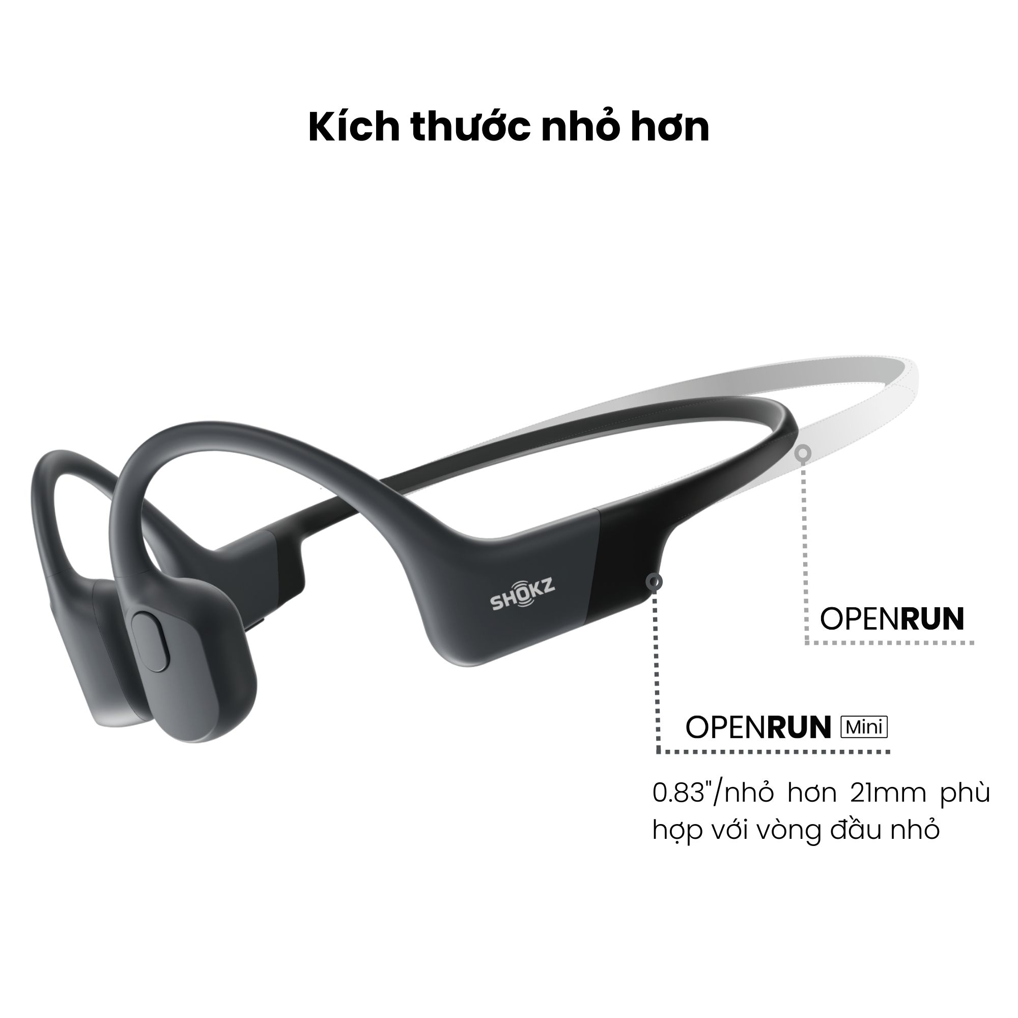 Tai Nghe Bluetooth Thể Thao Dẫn Truyền Âm Thanh Qua Xương SHOKZ OPEN RUN MINI S803 Màu Đen - Hàng Chính Hãng