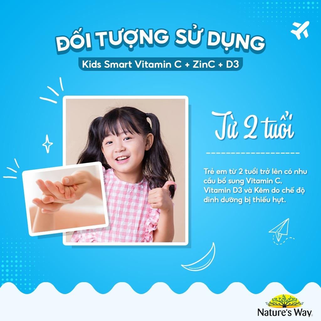 Viên Nhai Nature’s Way Kids Smart Vitamin C+ZinC+D3 Chewable Tablets Bổ Sung Vitamin Cho Bé Phát Triển Toàn Diện 75 Viên