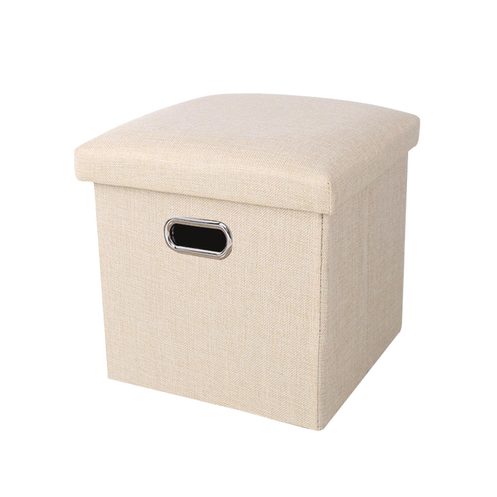 Folding Storage Ottoman Seat Footrest Storage Box for Bedroom