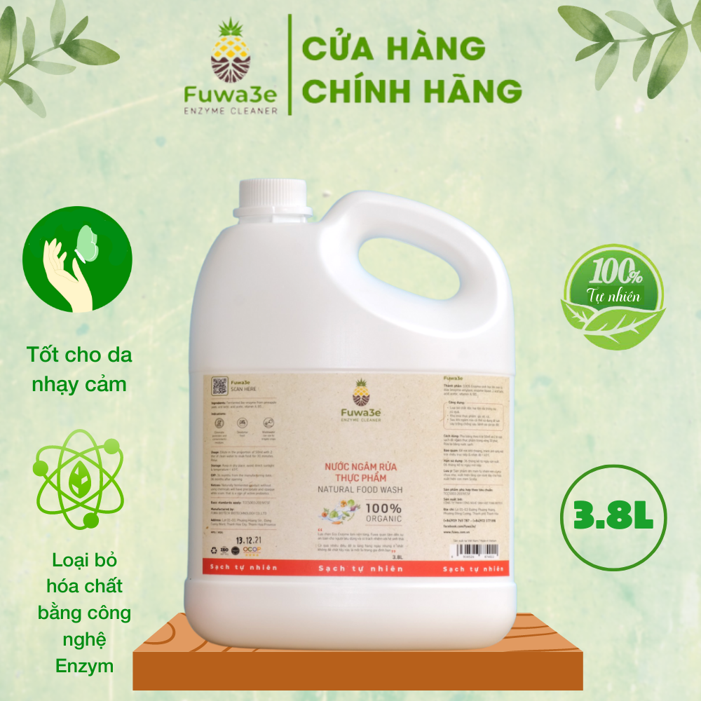 Nước ngâm rửa thực phẩm Fuwa3e làm sạch thực phẩm khử mùi thuốc sâu chất bẩn 3.8L