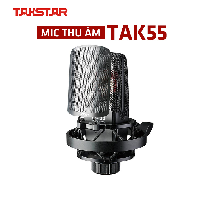 Combo thu âm, livestream Micro TakStar TAK55, Mixer Yamaha F4 Pro - Kèm full phụ kiện tai nghe kiểm âm Takstar HD2000, kẹp micro, màng lọc, dây canon, dây livestream, giá đỡ ĐT - Hỗ trợ thu âm, karaoke online chuyên nghiệp - Hàng nhập khẩu