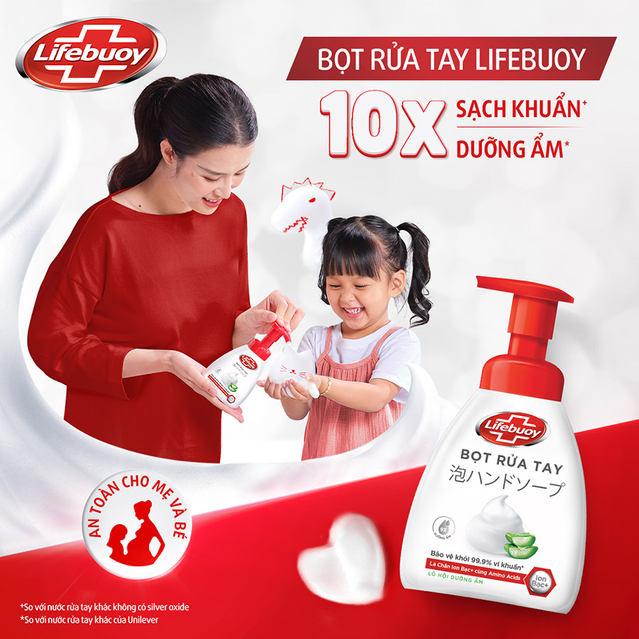 Combo bọt tắm &amp; bọt rửa tay Lifebuoy Lô Hội Dưỡng Ẩm