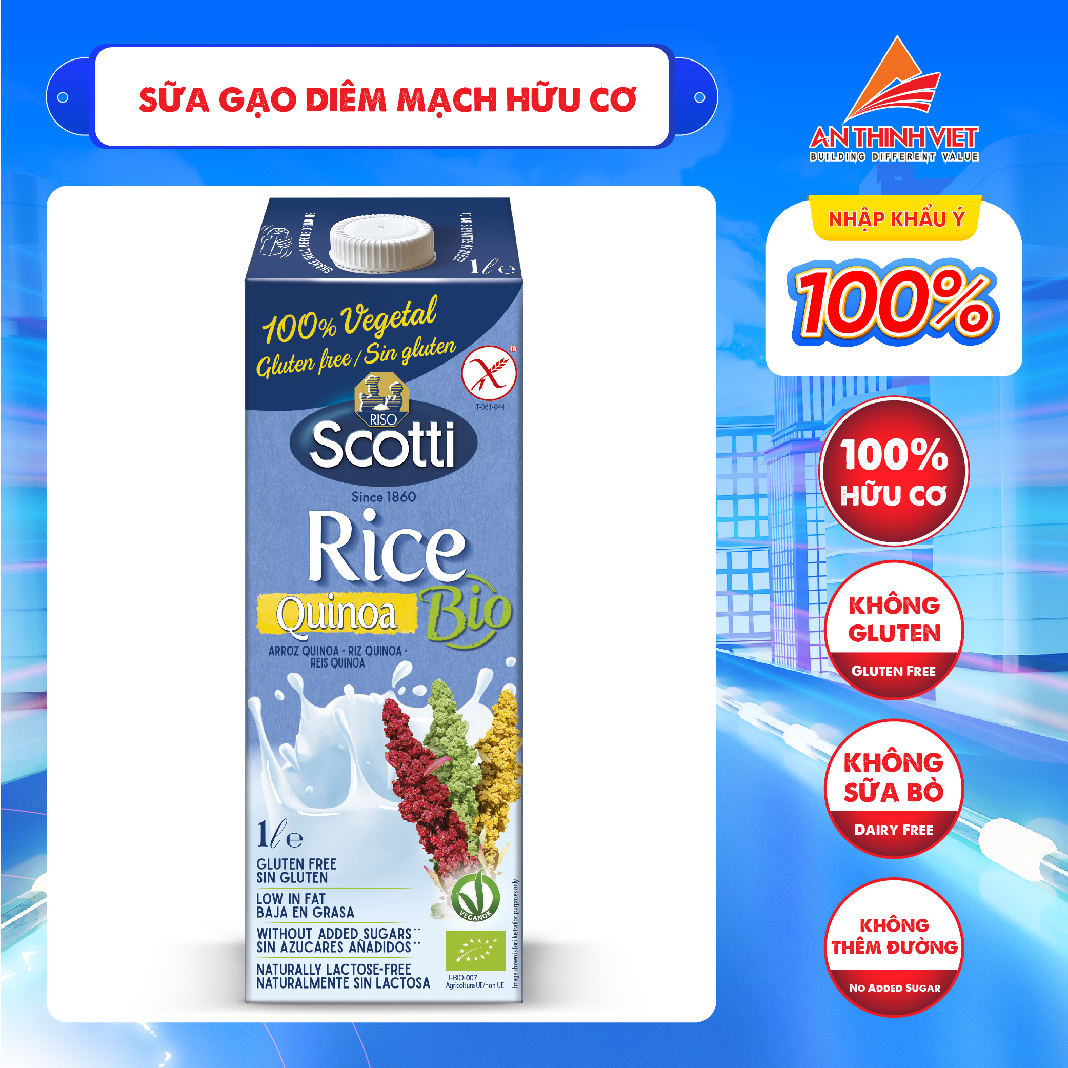 Sữa Gạo Diêm Mạch Hữu Cơ Riso Scotti - ORGANIC Bio Rice Quinoa Drink - 1L