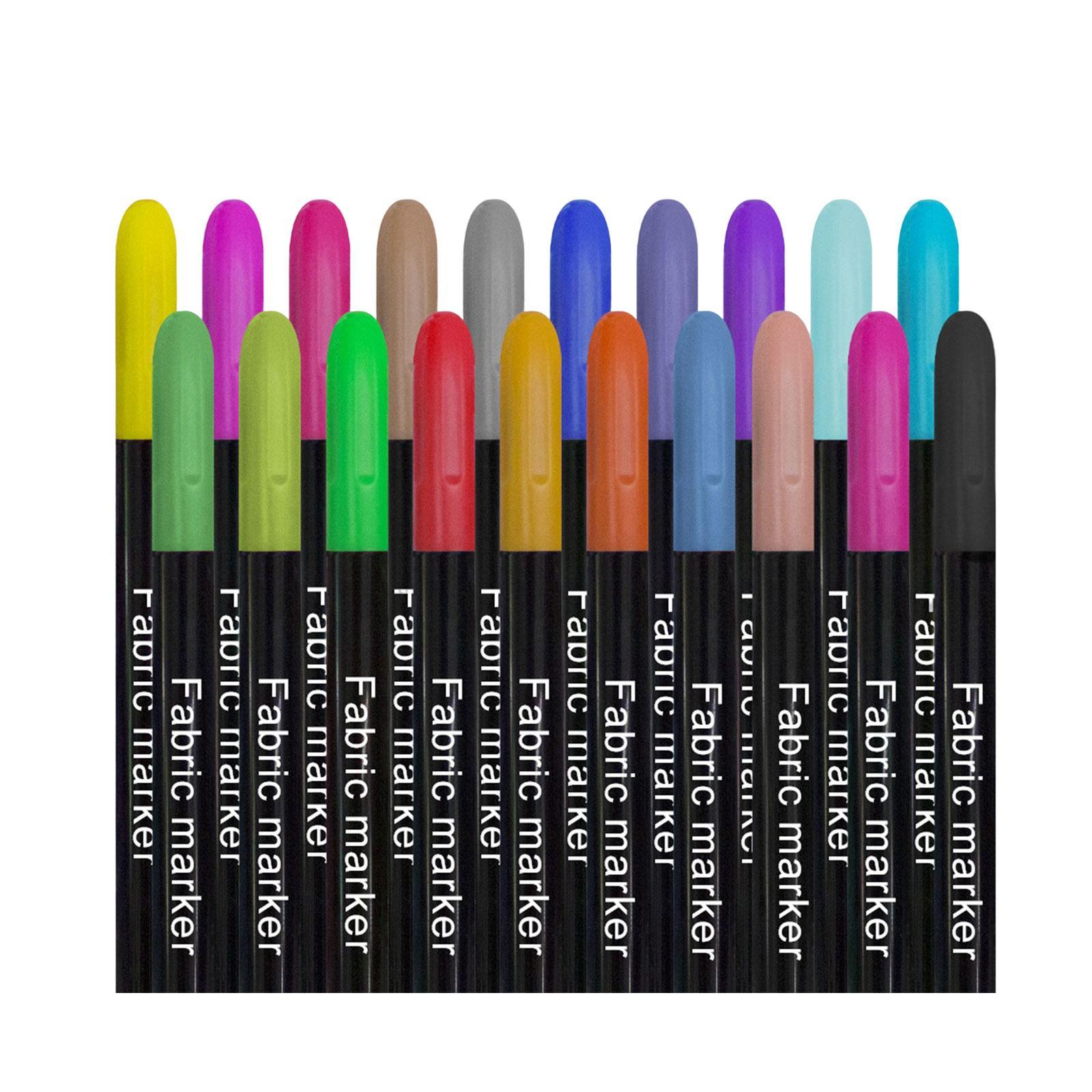 20 Color Fabric Markers Pens Fabric Pens for Handbags Clothes Sewing Accessories