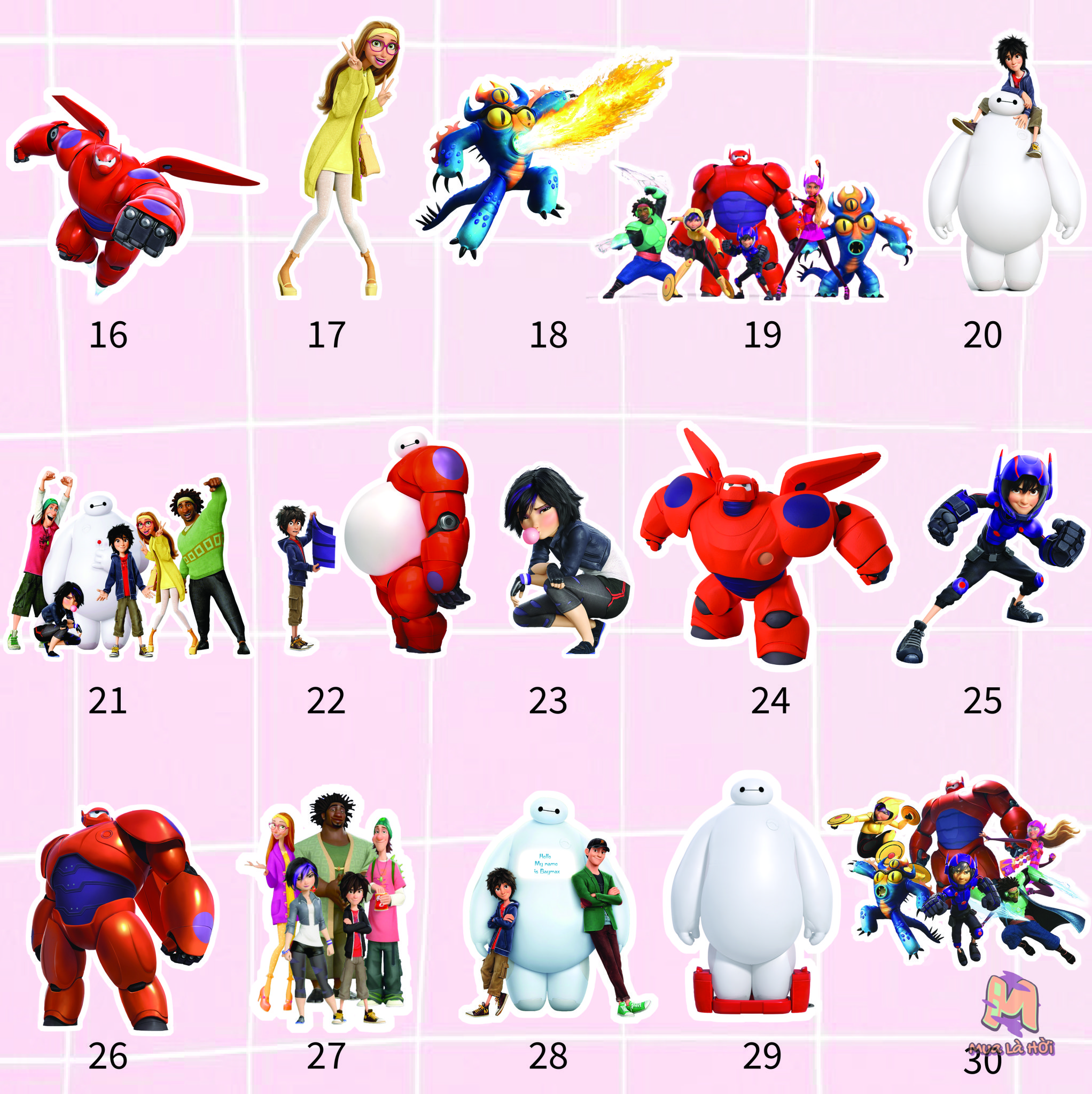 Miếng dán Stickers chủ đề Biệt đội Big Hero 6