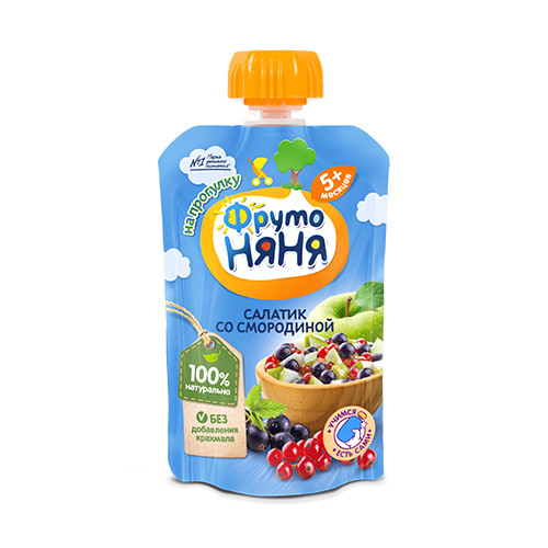 Combo 6 Gói Trái cây nghiền vị táo, quả lý chua Fruto Nyanya 90g