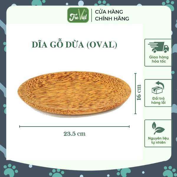 Dĩa gỗ dừa oval - Dĩa xoài - Coconut Wood Oval Plate | Tre Việt