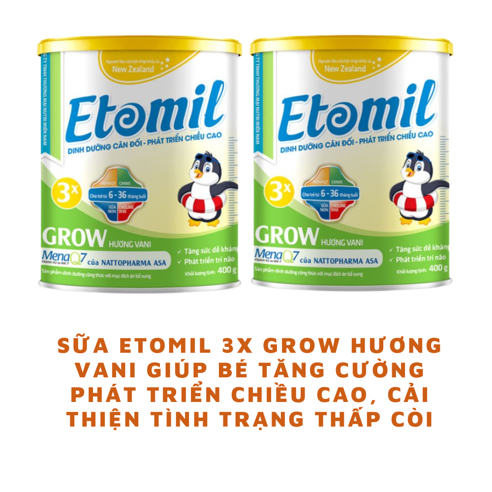 [COMBO 2 HỘP] Sữa Etomil 3X Grow Hộp 700g - Giúp Bé Tăng Cường Phát Triển Chiều Cao, Cải Thiện Tình Trạng Thấp Còi