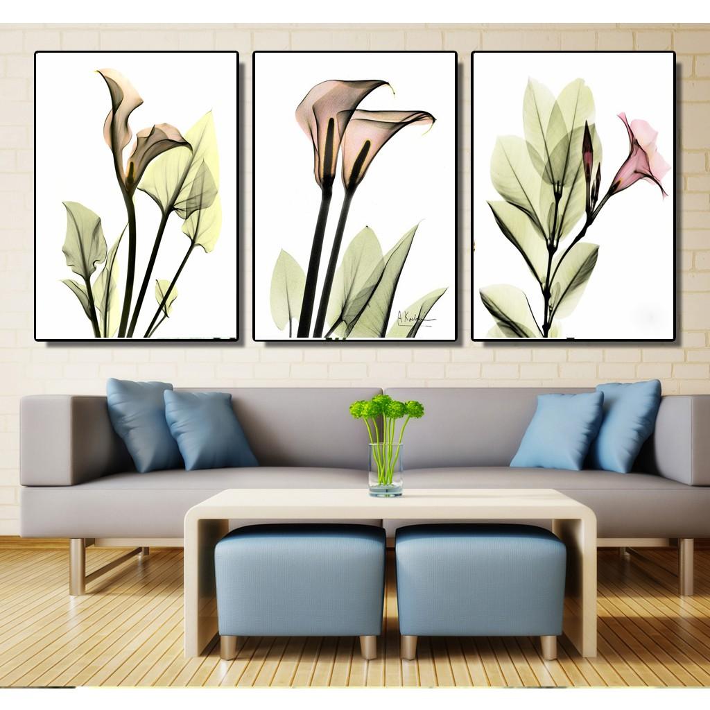 Bộ 3 tranh canvas treo tường hoa hiện đại TTC23016- 30 x 45 cm x 3 tranh