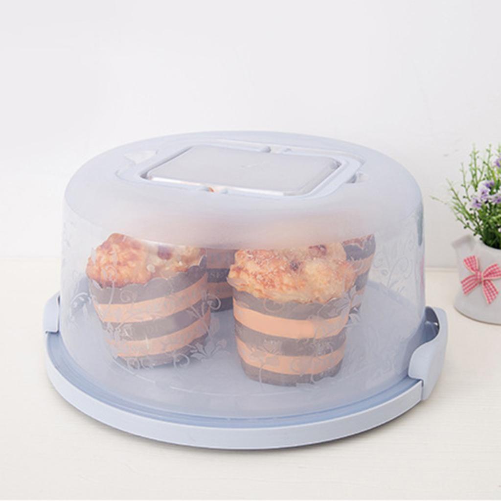 Plastic Cake Box Round Cake Storage Carrier Container Lockable Lid