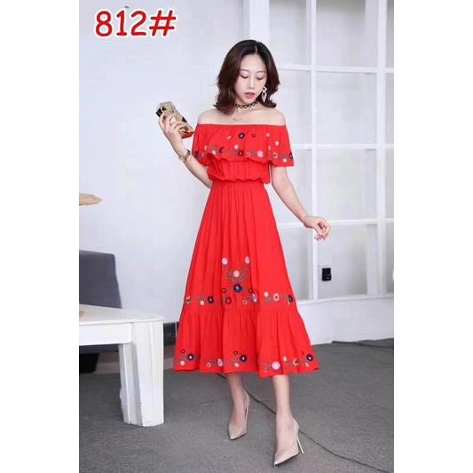 Váy Trễ Vai Thêu Hoa Cao Cấp