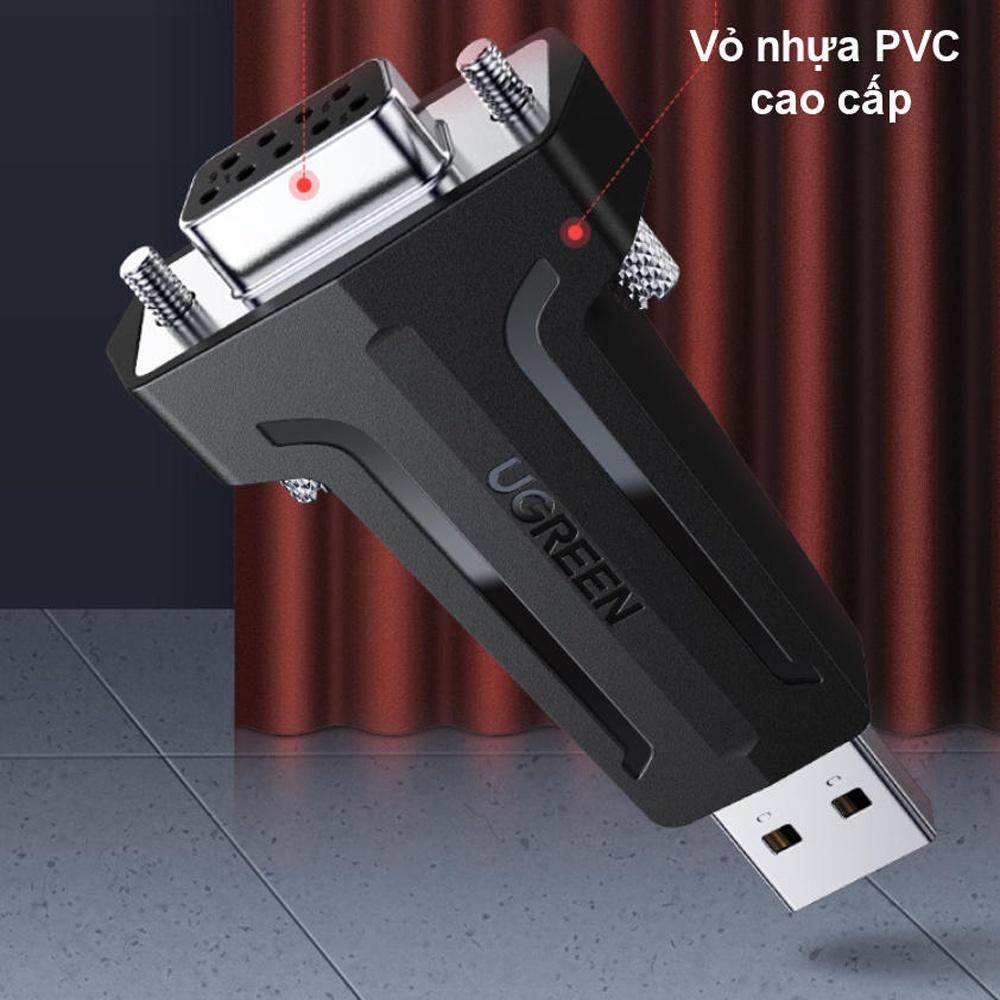 Đầu Chuyển USB 2.0 Sang Com RS232 80111 màu đen CM236 | Dây Dẹt, Dài Khoảng 1m | Windows -
