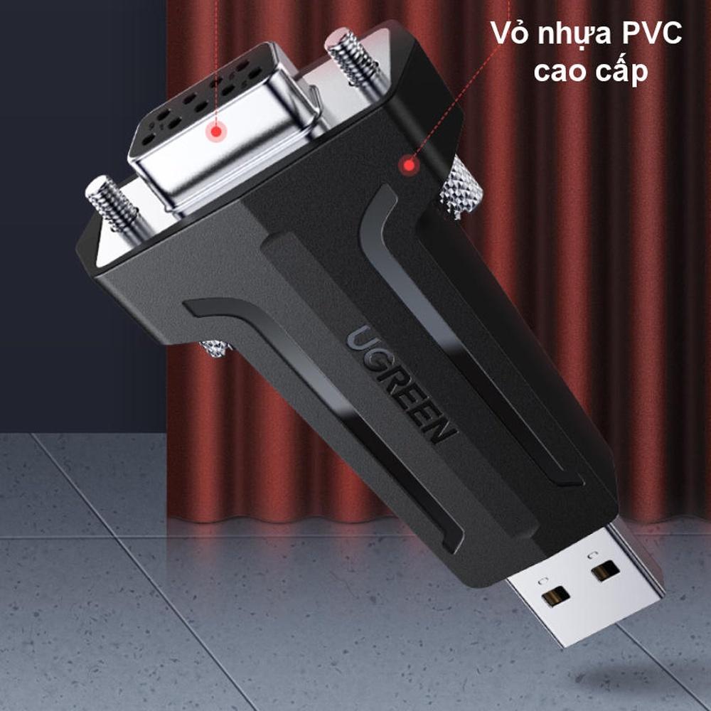 Đầu Chuyển USB 2.0 Sang Com RS232 80111 màu đen CM236 | Dây Dẹt, Dài Khoảng 1m | Windows (XP/Vista/7/8/10)-