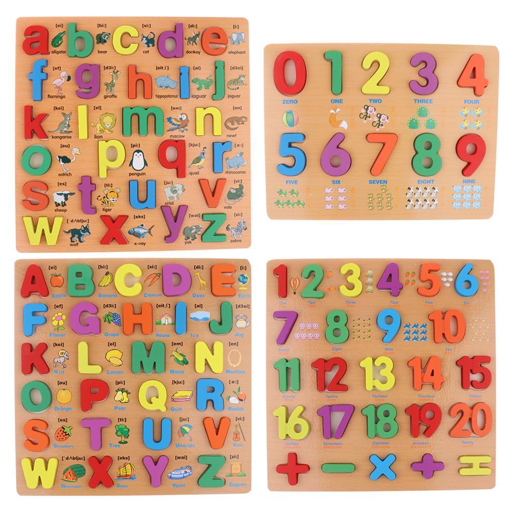 Wooden Numbers Color Cognition Board Blocks Puzzle Educational Toys Birthday