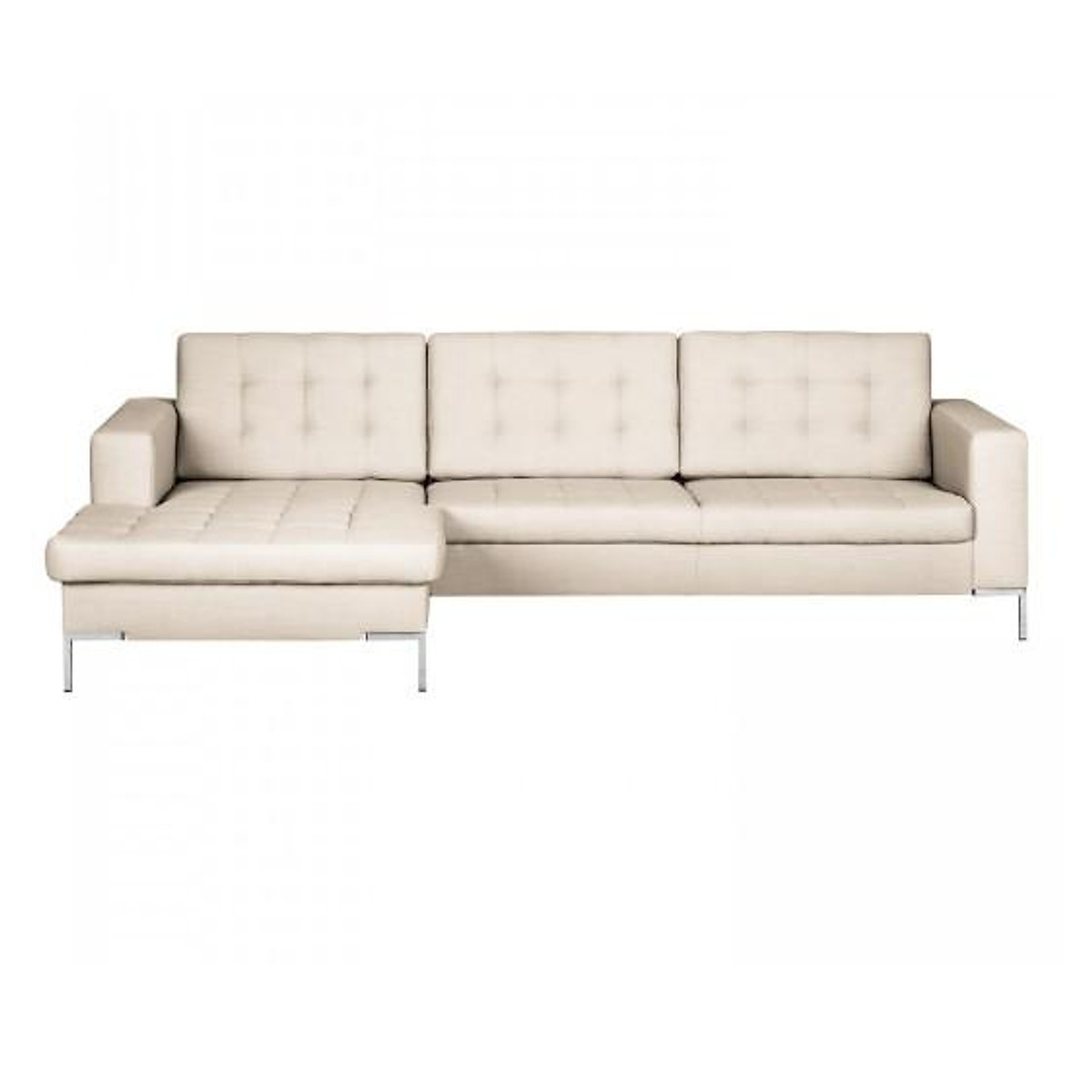 Sofa da góc L Tundo 2m5 x 1m6 màu kem nhạt nệm rút