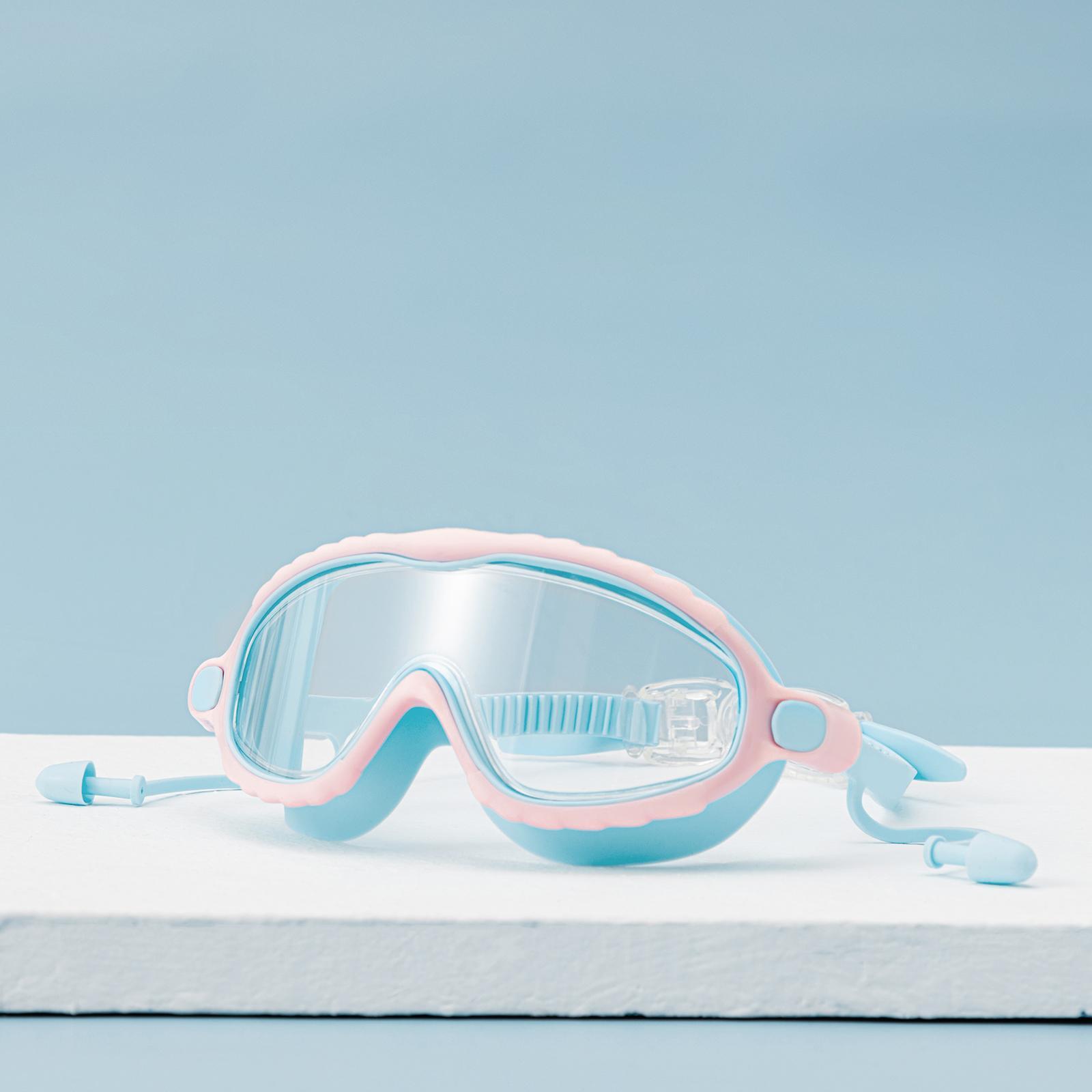 Kids Swim Goggles with Earplug Swimming Glasses for Children Adjustable Blue