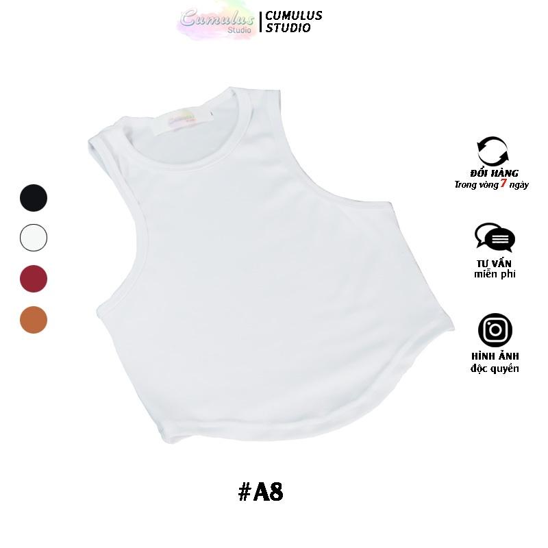 Áo croptop ba lỗ lai bầu Cumulus chất thun gân A08